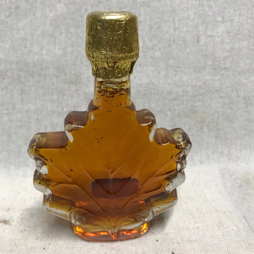 Vintage Maine‎ Maple Syrup Bottle: Leaf-Shaped Glass Souvenir